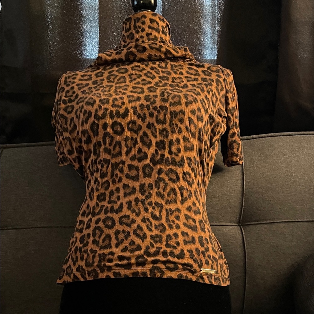 Michael Kors Leopard Print Top - Brown and Black